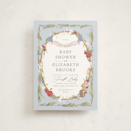 This is a blue skies baby shower postcards with standard by Erin L. Wilson called disney's snow white someday printing on signature in postcard
