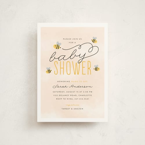 This is a sunshine baby shower postcards with standard by Jen Banks called ba-beez printing on signature in postcard