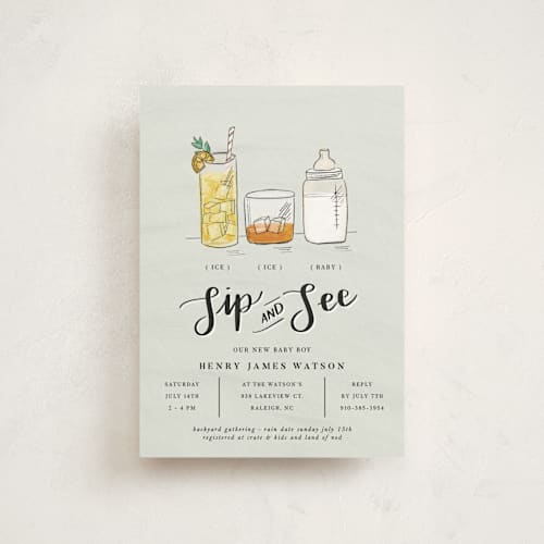 This is a pool baby shower postcards with standard by Corie Page called ice ice baby printing on signature in postcard