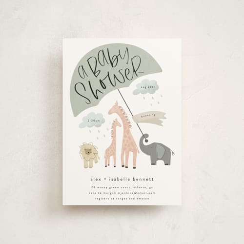 This is a coral baby shower postcards with standard by Faith Dorn called baby safari printing on signature in postcard