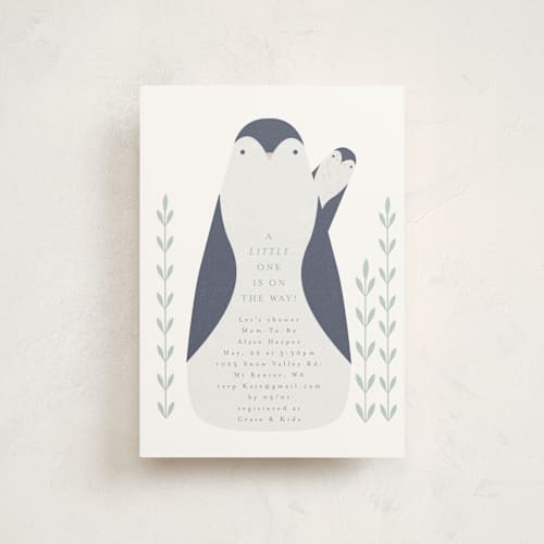 This is a snow baby shower postcards with standard by Angela Thompson called winter baby printing on signature in postcard