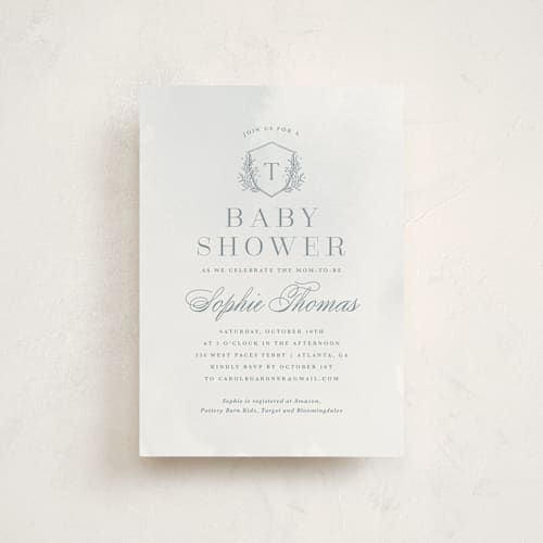 This is a winter lake baby shower postcards with standard by Kristen Smith called subtle wash printing on signature in postcard