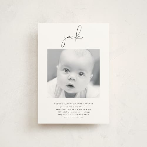 This is a midnight baby shower postcards with standard by Lehan Veenker called just me printing on signature in postcard