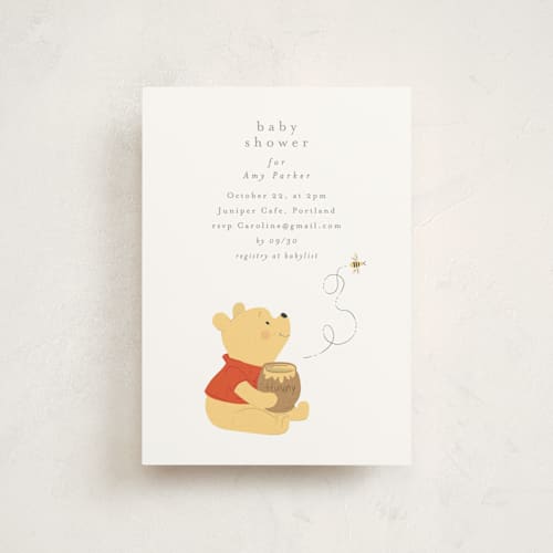 This is a cotton baby shower postcards with standard by Angela Thompson called disney's pooh hunny pot printing on signature in postcard