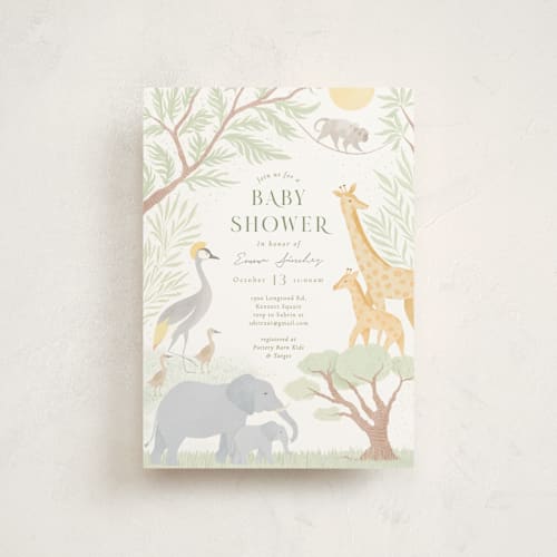 This is a sage baby shower postcards with standard by Sabrin Deirani called lovely jungle printing on signature in postcard