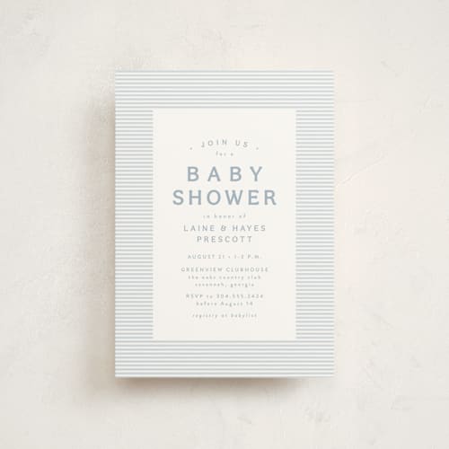 This is a sky baby shower postcards with standard by Lea Delaveris called a cute stripe printing on signature in postcard