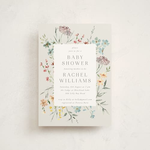 This is a meadow baby shower postcards with standard by Petra Kern called gentle wildflower printing on signature in postcard