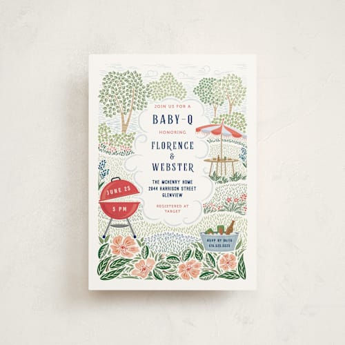 This is a ketchup baby shower postcards with standard by Paper Sun Studio called backyard bbq printing on signature in postcard