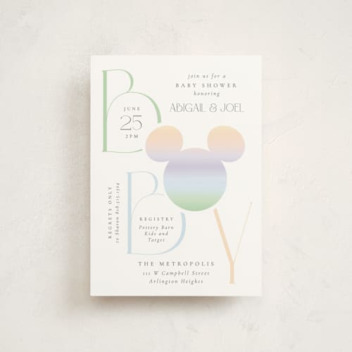 This is a rainbow baby shower postcards with standard by Beth Schneider called disney ombre mickey mouse printing on signature in postcard