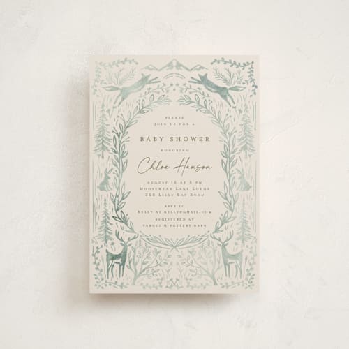 This is a sage baby shower postcards with standard by Petra Kern called the story begins printing on signature in postcard