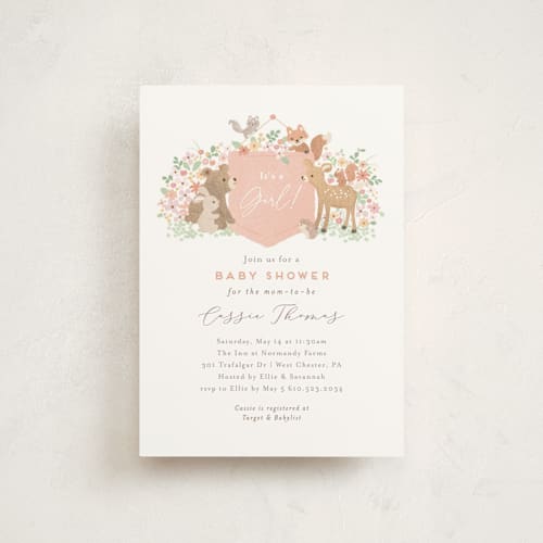This is a petal baby shower postcards with standard by Jennifer Wick called banner announcement printing on signature in postcard