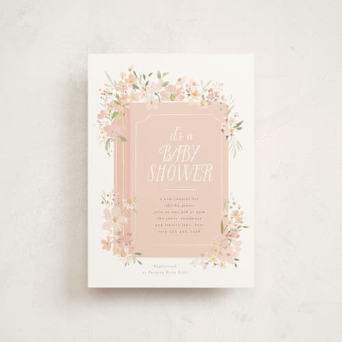 This is a carnation baby shower postcards with standard by Itsy Belle Studio called storybook printing on signature in postcard