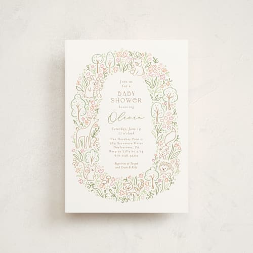 This is a watermelon baby shower postcards with standard by Jennifer Wick called woodland beginnings printing on signature in postcard