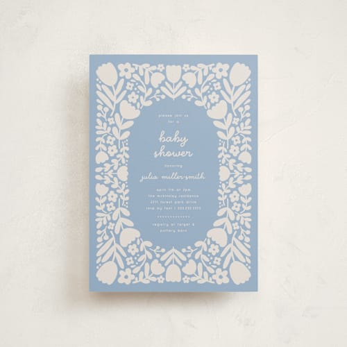 This is a sky baby shower postcards with standard by Kelly Watkins called tulips printing on signature in postcard