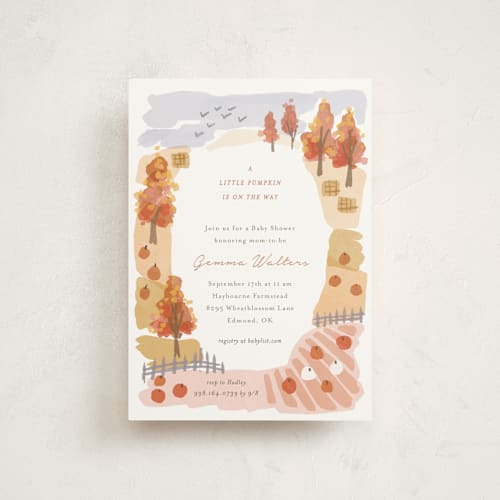 This is a candy baby shower postcards with standard by Rebecca Durflinger called autumn countryside printing on signature in postcard