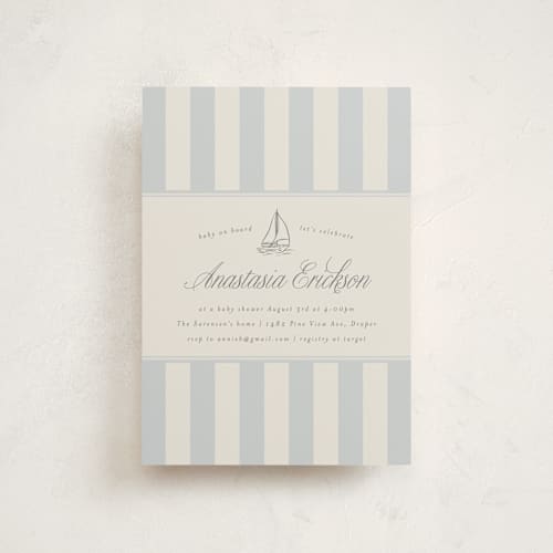 This is a sailor baby shower postcards with standard by Stephanie Hawkes called on board printing on signature in postcard