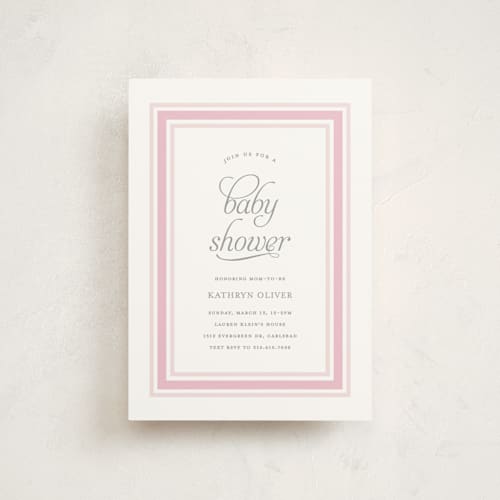 This is a rosy cheeks baby shower postcards with standard by Carolyn MacLaren called border ribbon printing on signature in postcard
