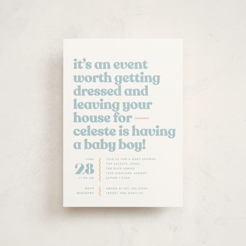 This is a ocean baby shower postcards with standard by Robert and Stella called it's an event printing on signature in postcard