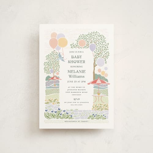 This is a watermelon baby shower postcards with standard by Paper Sun Studio called patio party printing on signature in postcard