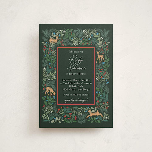 This is a forest baby shower postcards with standard by Elly called deer forest printing on signature in postcard