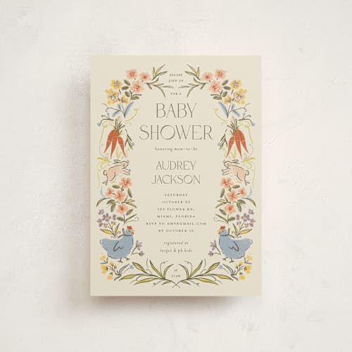 This is a creamery baby shower postcards with standard by Vera Lim called whimsical frame printing on signature in postcard