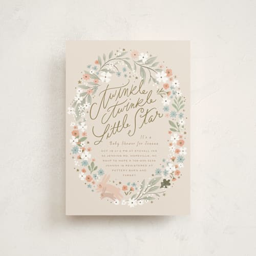 This is a sand baby shower postcards with standard by Hannah Williams called twinkle bunny printing on signature in postcard