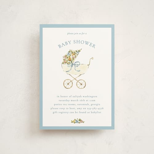 This is a sky baby shower postcards with standard by Sarah Knight called pram printing on signature in postcard