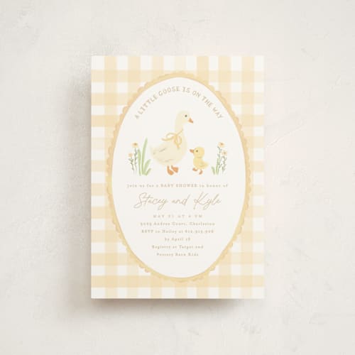 This is a buttercup baby shower postcards with standard by Creo Study called vintage goose printing on signature in postcard