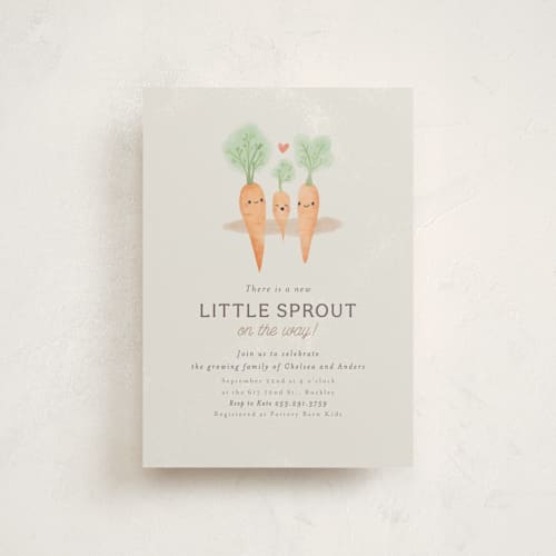This is a grain baby shower postcards with standard by Itsy Belle Studio called little sprout printing on signature in postcard