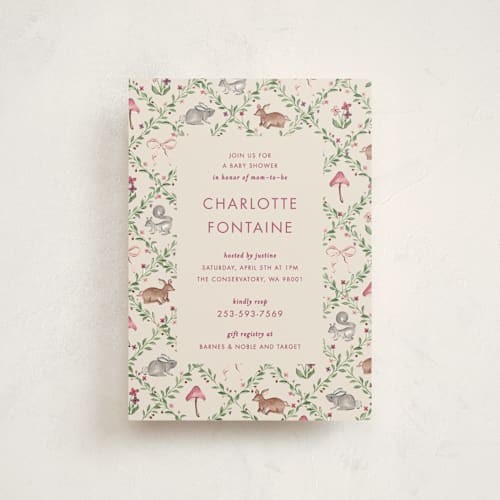 This is a mulberry baby shower postcards with standard by Sarah Knight called trellis printing on signature in postcard