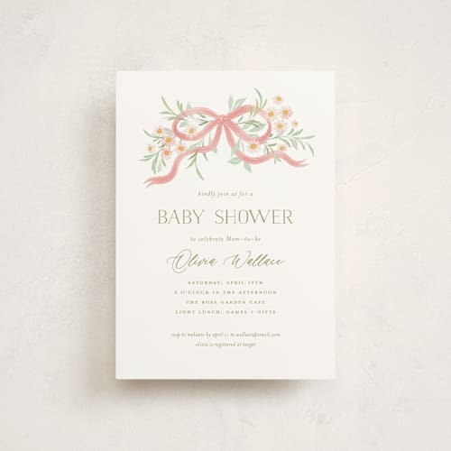 This is a blush baby shower postcards with standard by Paper Raven Co. called sweet child printing on signature in postcard