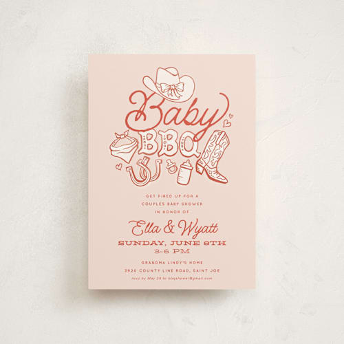 This is a cherry pie baby shower postcards with standard by Jessie Steury called cute country bbq printing on signature in postcard