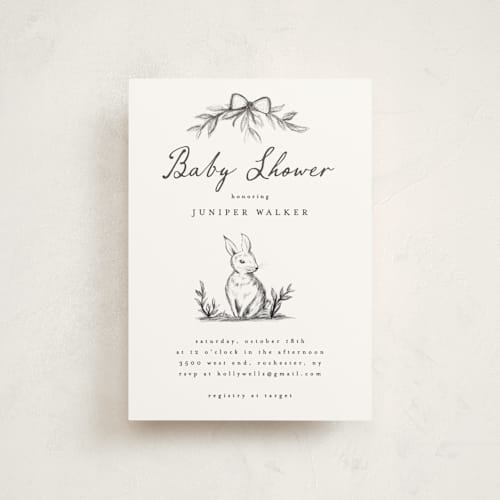 This is a graphite baby shower postcards with standard by Maja Cunningham called story time printing on signature in postcard