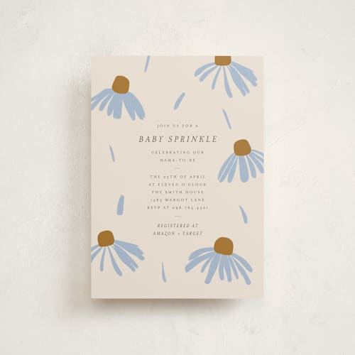 This is a sky baby shower postcards with standard by Aviva Atri called flower sprinkle printing on signature in postcard