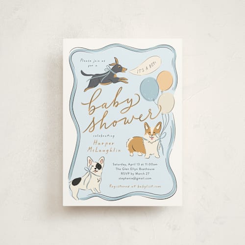 This is a fur baby shower postcards with standard by Erin German called party puppies printing on signature in postcard