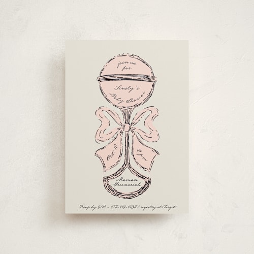 This is a rose baby shower postcards with standard by Gwen Bedat called antique rattle printing on signature in postcard