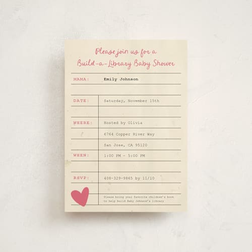This is a peony baby shower postcards with standard by Ilene Guy called build a library printing on signature in postcard