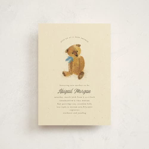 This is a glacier baby shower postcards with standard by Kimberly Morgan called vintage teddy printing on signature in postcard