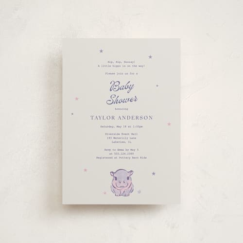 This is a twilight frost baby shower postcards with standard by Cass Loh called baby hippo printing on signature in postcard