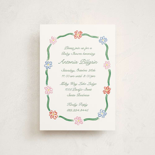 This is a garden baby shower postcards with standard by Pati Cascino called dilleto printing on signature in postcard