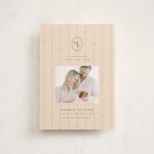 This is a blush babys first christmas with standard by Ellen Schlegelmilch called first christmas monogram printing on signature in postcard