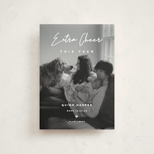 This is a snow babys first christmas with standard by fatfatin called extra cheer printing on signature in postcard