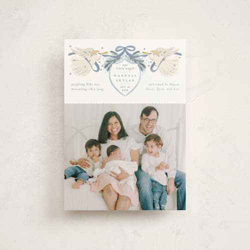 This is a powder babys first christmas with standard by Jenna Holcomb called our angel printing on signature in postcard