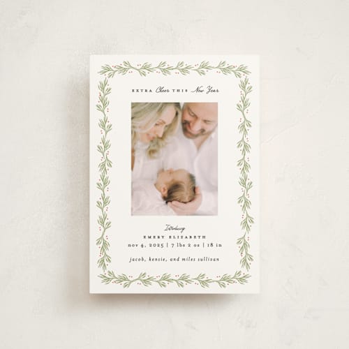 This is a mistletoe babys first christmas with standard by Julie Murray called little christmas printing on signature in postcard