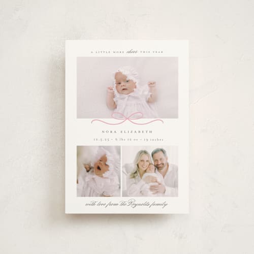 This is a candy babys first christmas with standard by Emily Betts called baby's first printing on signature in postcard