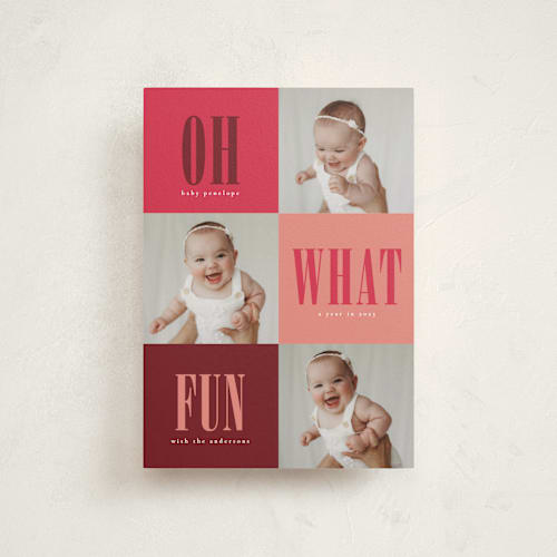 This is a mulled wine babys first christmas with standard by Stacy Maalouf called oh what fun printing on signature in postcard
