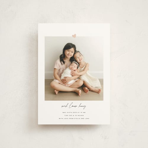 This is a camellia petite birth announcements with standard by Blustery August called camellia printing on signature in petite