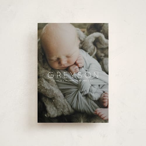 This is a cloud birth announcement postcards with standard by Olivia Raufman called essentials printing on signature in postcard