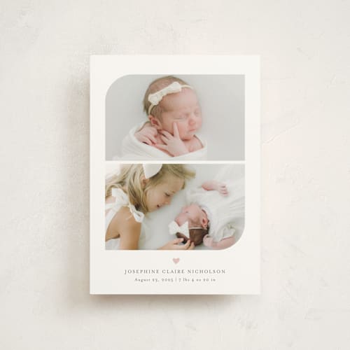 This is a cotton candy birth announcement postcards with standard by Jessica Williams called camber printing on signature in postcard