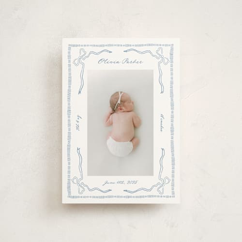 This is a sky birth announcement postcards with standard by Jelena Vuletic called arabella printing on signature in postcard